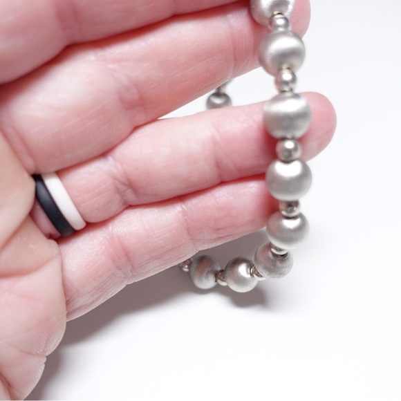 KA 1772 Sterling Silver 925 Matte Silver Beaded
Bracelet Dainty Delicate - Picture 2 of 5